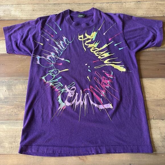 Vintage 80s Single Stitch Puffy Paint TShirt with Names - size Large - Picture 1 of 7
